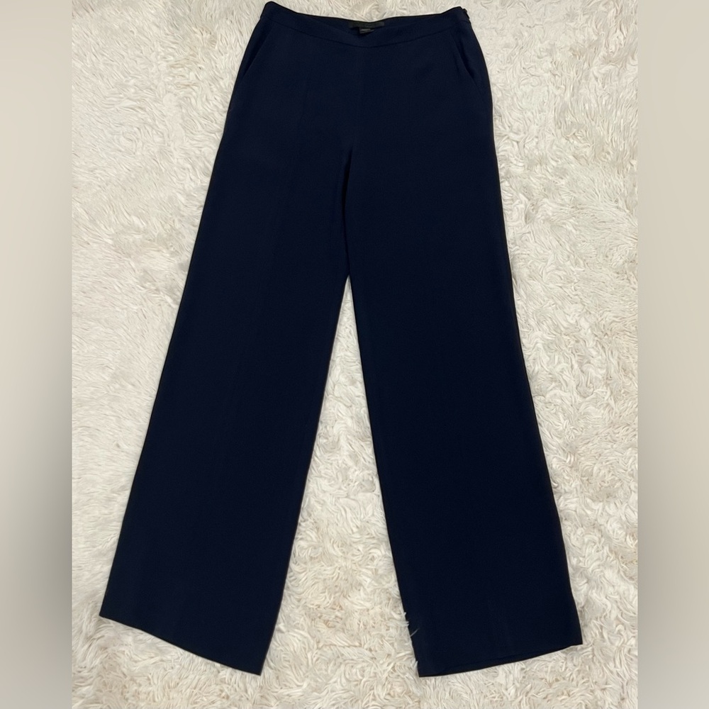 Jenni Kayne Women’s Trousers Dress Pants Sz 0 Navy Blue Acetate‎ Wide Leg Luxury
